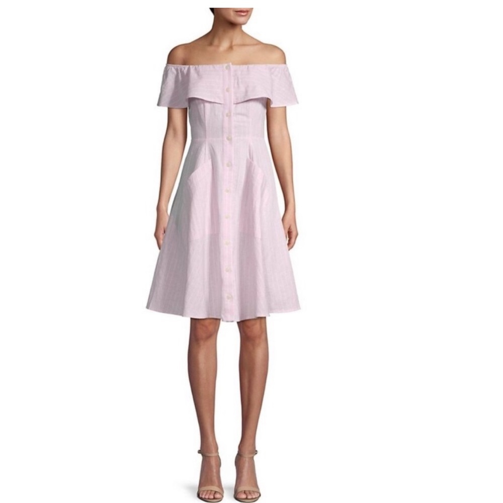 Saks Fifth Avenue light pink and white striped dress NWOT never worn size 6